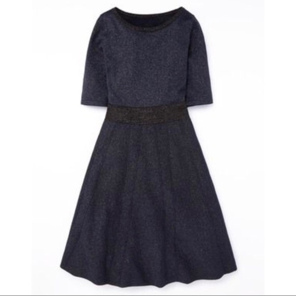 Boden Dresses & Skirts - Boden Navy & Black Metallic Sweater Dress  10 Long